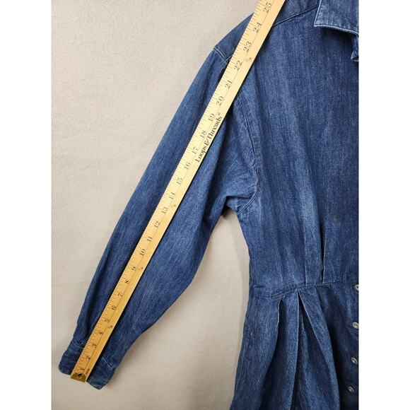 Nantucket Denim Shirt Dress Size 10 Pleated Skirt Long Sleeve Button Front - Picture 7 of 9